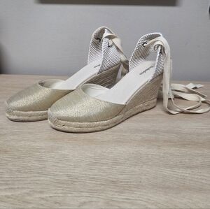 Soludos Marseille Wedge Espadrille - Metallics Gold Size 9 / 39.5 EU